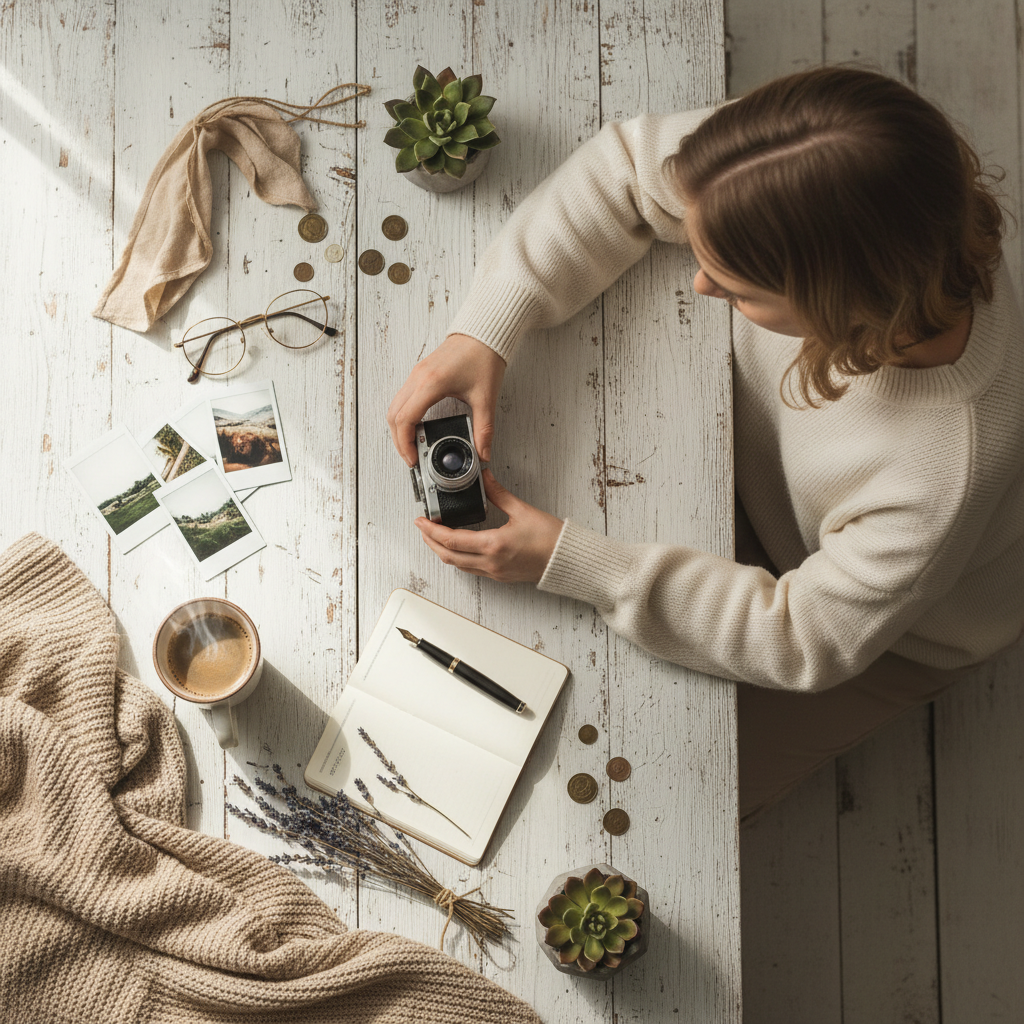 Flat lay dla początkujących – jak układać przedmioty, żeby wyglądały dobrze