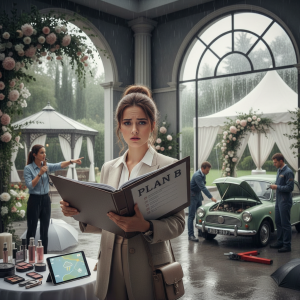 Plan B w dniu ślubu – jak przygotować się na ewentualne wpadki (pogoda, spóźnienia, awarie)